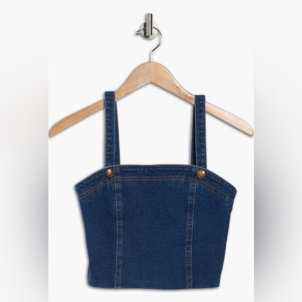 ALICE + OLIVIA Sue Denim Bustier Top Size 8 NWT Designer